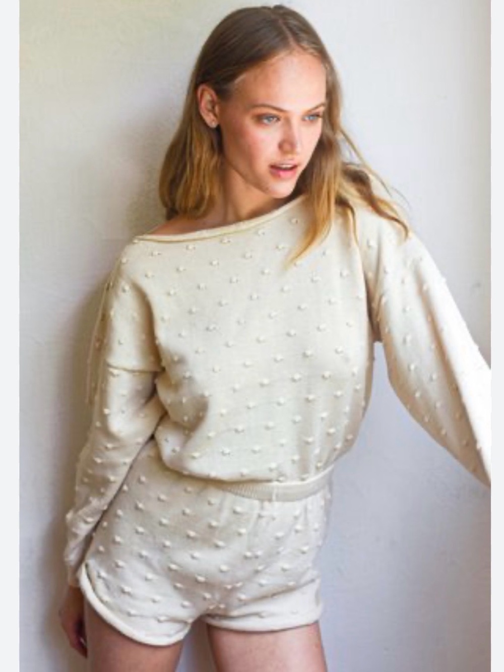 CALLAHAN JAIME 2 PIECE Knit Top and Shorts SET size S CREME